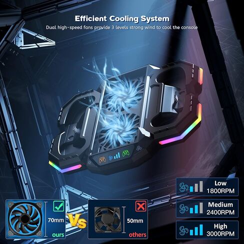 Cooling Stand & Controller Charging Station for Xbox Series S with 13 RGB Light Mode, ZAONOOL Dual Charger Dock & Cooler Fan with 2*1400mAh Rechargeable Battery and Headset Hook for Xbox S Accessories in Kuwait