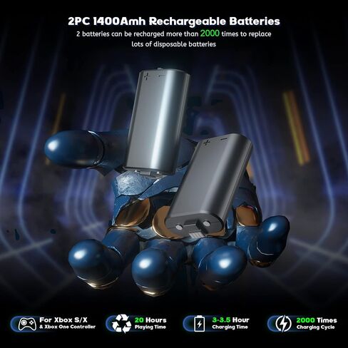 Cooling Stand & Controller Charging Station for Xbox Series S with 13 RGB Light Mode, ZAONOOL Dual Charger Dock & Cooler Fan with 2*1400mAh Rechargeable Battery and Headset Hook for Xbox S Accessories in Kuwait