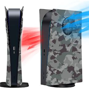 Digital Edition Face Plates with Cooling Vents Cover Shell Panels for PS5 Console, Playstation 5 Accessories Protective Replacement Faceplate (Gray Camouflage)