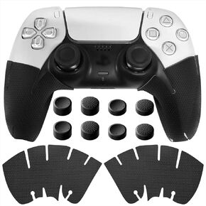 Textured Skin Kit for PS5 Controllers, Silicone Case for Playstation 5 Controller, Dual Sense Rubber Pads Handle Grips Accessories for PS5, with 8 Thumb Grips Analog Joystick Caps (Black, 2 Pack) in Saudi Arabia