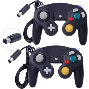 ONE250 2 Pack Classic Shock Joypad Wired Controller, Compatible with Wii NGC Gamecube Game Cube (Black & Blue) in Kuwait