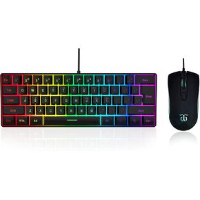 DGG 60% Gaming Keyboard and Mouse Combo, Small Keyboard and Mouse Set, Mini Gaming Keyboard 61 Keys True RGB Mechanical Feeling Keyboard Mouse Combo for Computer PC Gamer in Saudi Arabia