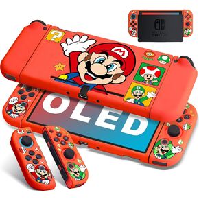 Protective Case Designed for Nintendo Switch OLED TPU Cases for Girls Boys Kids Cute Kawaii Joy-Con Case Switch OLED Shell Compatible with Nintendo Switch OLED Controller Cover - Blue Bro