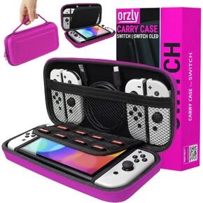 Orzly Carry Case Compatible with Nintendo Switch and New Switch OLED Console -Protective Hard Portable Travel Carry Case Shell Pouch with Pockets for Accessories and Games