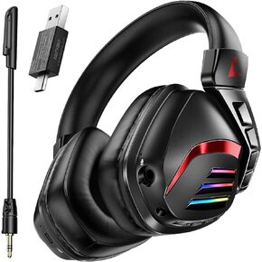 Wireless Gaming Headset for PS5 PS4 PC Switch, 2.4GHz Gaming Headphones with Microphone Detachable Noise Canceling, 7.1 Stereo, 30Hr Battery, USB & Type-C Double Dongle in Saudi Arabia