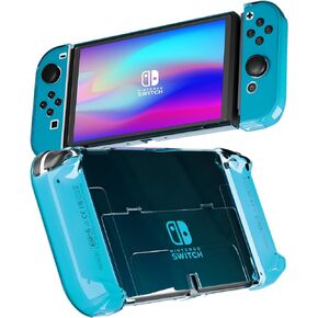 حافظة RHOTALL 3 في 1 شفافة لجهاز Nintendo Switch OLED، غلاف شفاف قابل للإرساء متوافق مع Switch OLED ووحدة التحكم، حافظة مريحة مع تصميم ممتص للصدمات ومضاد للخدش in Kuwait