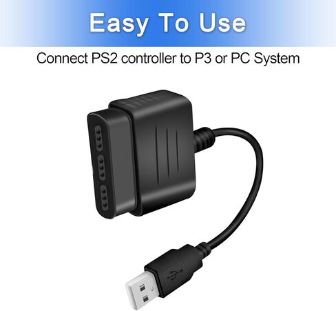 Finera 2 Pack USB 2.0 Games Controller Adapter Converter Cable, Compatible with PS1 PS2 Dual Shock 2 Joypad Gamepad to PS3 PC Game in Kuwait