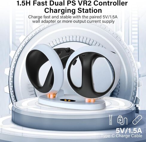 محطة شحن لوحدة تحكم PSVR2 Sense، حامل شحن PSVR 2 لوحدة تحكم PS VR2 مع مؤشر LED، قاعدة شحن PS VR 2 مع موصلين مغناطيسيين من النوع C، ملحقات PSVR2 in Kuwait