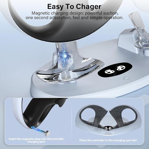 محطة شحن لوحدة تحكم PSVR2 Sense، حامل شحن PSVR 2 لوحدة تحكم PS VR2 مع مؤشر LED، قاعدة شحن PS VR 2 مع موصلين مغناطيسيين من النوع C، ملحقات PSVR2 in Kuwait