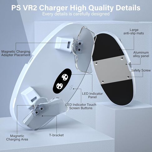 محطة شحن لوحدة تحكم PSVR2 Sense، حامل شحن PSVR 2 لوحدة تحكم PS VR2 مع مؤشر LED، قاعدة شحن PS VR 2 مع موصلين مغناطيسيين من النوع C، ملحقات PSVR2 in Kuwait