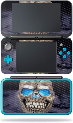MightySkins Carbon Fiber Skin for Nintendo New 2DS XL - Sauced | Protective, Durable Textured Carbon Fiber Finish | Easy to Apply, Remove, and Change Styles | Made in The USA, Blue Skulls in Saudi Arabia