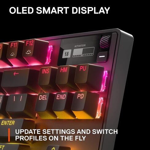 New SteelSeries Apex Pro TKL 2023 Ed. - أسرع لوحة مفاتيح ميكانيكية للألعاب في العالم - تشغيل قابل للتعديل - Esports Tenkeyless - شاشة OLED - RGB - أغطية مفاتيح PBT - USB-C (متجدد) in Kuwait