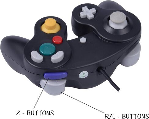 ONE250 2 Pack Classic Shock Joypad Wired Controller, Compatible with Wii NGC Gamecube Game Cube (Black & Blue) in Kuwait