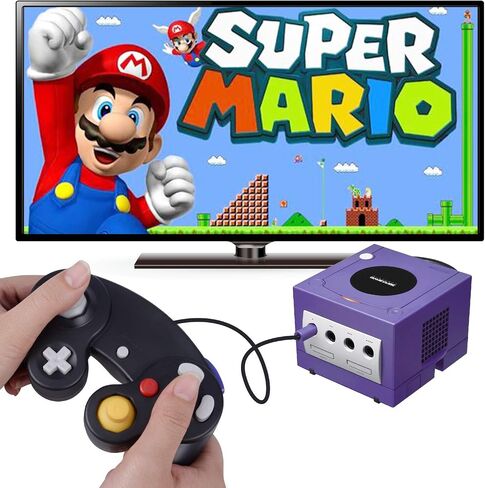 ONE250 2 Pack Classic Shock Joypad Wired Controller, Compatible with Wii NGC Gamecube Game Cube (Black & Blue) in Kuwait
