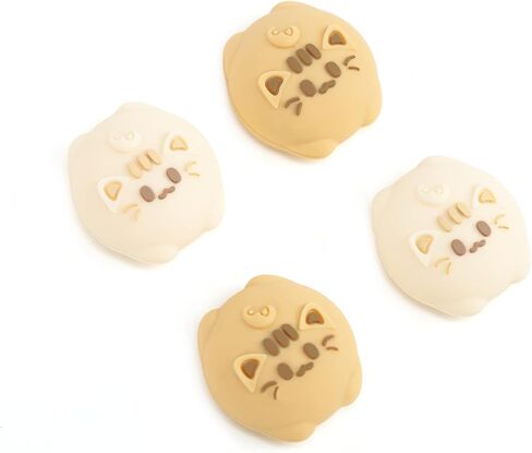 GeekShare Cute Silicone Joycon Thumb Grip Caps, Joystick Cover Compatible with Nintendo Switch/OLED/Switch Lite,4PCS - Milk Tea Cat in Saudi Arabia