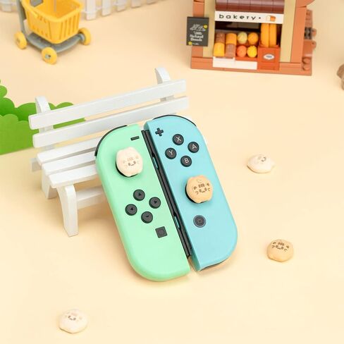GeekShare Cute Silicone Joycon Thumb Grip Caps, Joystick Cover Compatible with Nintendo Switch/OLED/Switch Lite,4PCS - Milk Tea Cat in Saudi Arabia