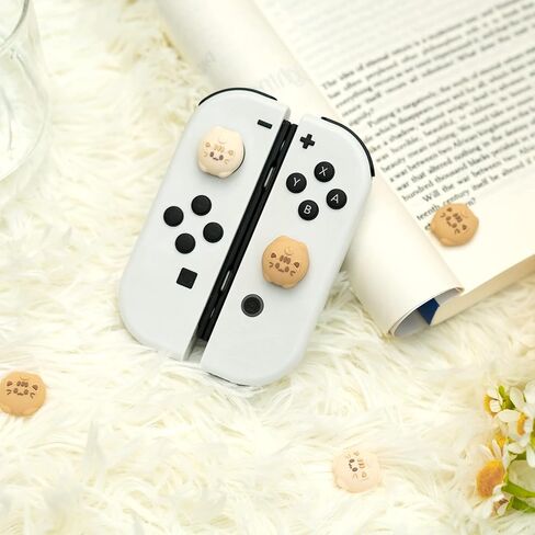 GeekShare Cute Silicone Joycon Thumb Grip Caps, Joystick Cover Compatible with Nintendo Switch/OLED/Switch Lite,4PCS - Milk Tea Cat in Saudi Arabia