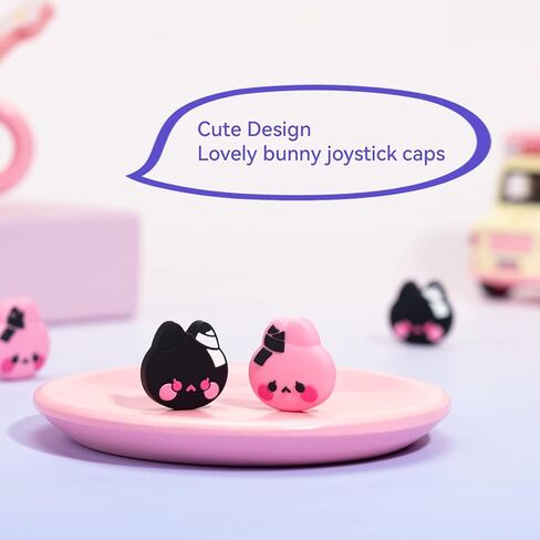 GeekShare Cute Silicone Joycon Thumb Grip Caps, Joystick Cover Compatible with Nintendo Switch/OLED/Switch Lite,4PCS - Bunny & Kitty in Saudi Arabia