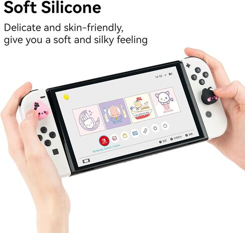 GeekShare Cute Silicone Joycon Thumb Grip Caps, Joystick Cover Compatible with Nintendo Switch/OLED/Switch Lite,4PCS - Bunny & Kitty in Saudi Arabia