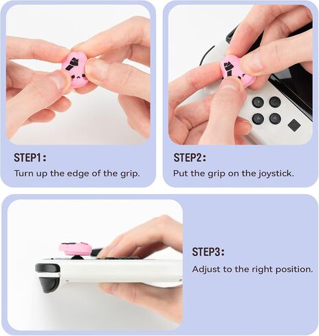 GeekShare Cute Silicone Joycon Thumb Grip Caps, Joystick Cover Compatible with Nintendo Switch/OLED/Switch Lite,4PCS - Bunny & Kitty in Saudi Arabia