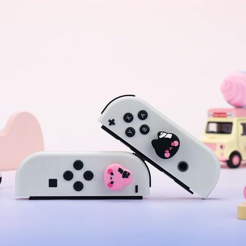 GeekShare Cute Silicone Joycon Thumb Grip Caps, Joystick Cover Compatible with Nintendo Switch/OLED/Switch Lite,4PCS - Bunny & Kitty in Saudi Arabia