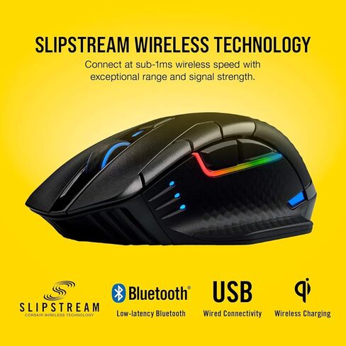 Corsair Dark Core RGB Pro, Wireless FPS/MOBA Gaming Mouse with SLIPSTREAM Technology, Black, Backlit RGB LED, 18000 DPI, Optical,CH-9315411-NA (Renewed) in Kuwait