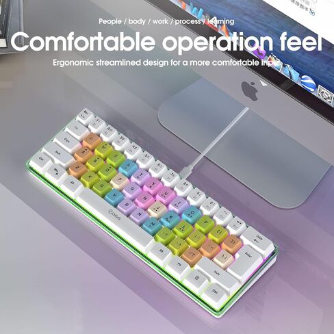 DGG K60 61 Keys RGB Backlit 60% Wired Gaming Keyboard, Ergonomic Waterproof Mini Compact 60 Percent Mechanical Feeling Keyboard, for PC Mac PS4 Xbox Gamer, Typist, Travel in Kuwait