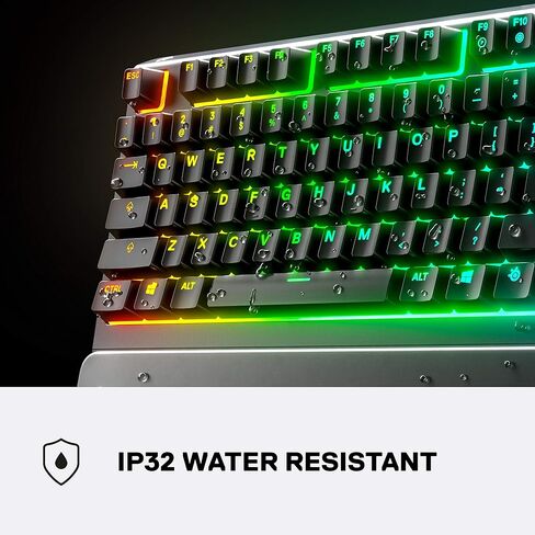 SteelSeries Apex 3 RGB Gaming Keyboard – 10-Zone RGB Illumination – IP32 Water Resistant – Premium Magnetic Wrist Rest (Whisper Quiet Gaming Switch) (Renewed) in Kuwait