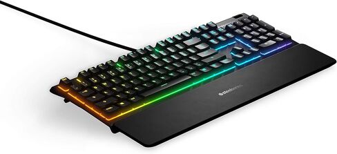 SteelSeries Apex 3 RGB Gaming Keyboard – 10-Zone RGB Illumination – IP32 Water Resistant – Premium Magnetic Wrist Rest (Whisper Quiet Gaming Switch) (Renewed) in Kuwait