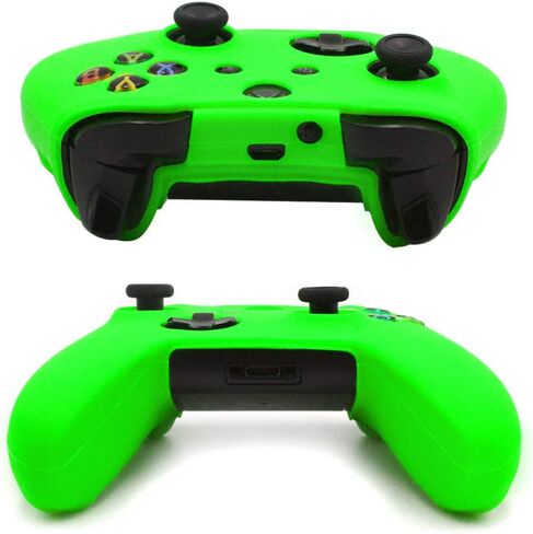 FOTTCZ Anti-Slip Soft Silicone Cover Skin Set for Microsoft Xbox One Controller which 1pcs Green Controller Skin + 8pcs Thumb Grip Caps in Saudi Arabia