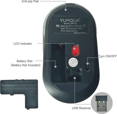 ماوس YUMQUA لاسلكي للكمبيوتر المحمول، ماوس كمبيوتر صامت بصري نحيف 2.4 جيجا مع جهاز استقبال USB، ماوس لاسلكي 3 مستويات DPI لأجهزة Chromebook PC Windows MacBook - وردي in Kuwait