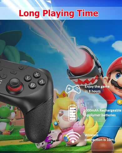 وحدة تحكم Switch pro، وحدة تحكم لاسلكية متوافقة مع Switch/Lite/OLED، وحدات تحكم التبديل مع زرين خلفيين، 3 مستويات TURBO قابلة للتعديل، 4 مستويات من الاهتزاز قابلة للتعديل، عمر البطارية 20 ساعة in Saudi Arabia