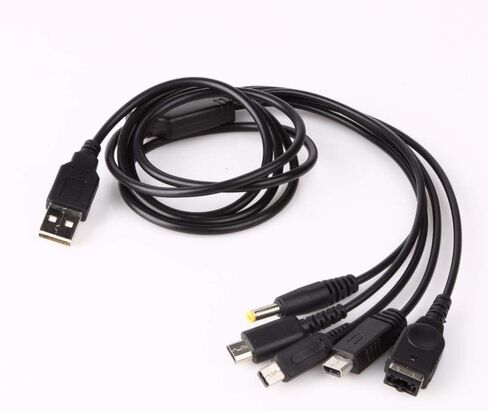 سكاي وين كيبل شاحن USB 5 في 1 لنينتندو - كيبل شاحن نينتندو دي اس متعدد متوافق مع نينتندو ان دي اس لايت ووي يو وبلاي ستيشن 1000 و2000 و3000 وجيم بوي ادفانس اس بي - اشحن الكل بسلك واحد in Saudi Arabia