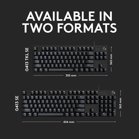 لوحة مفاتيح الألعاب الميكانيكية Logitech G413 TKL SE - لوحة مفاتيح بإضاءة خلفية مدمجة مع مفاتيح ميكانيكية تعمل باللمس، مضادة للظلال، متوافقة مع Windows وmacOS - ألومنيوم أسود (متجدد) in Saudi Arabia