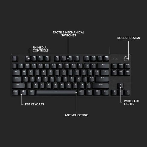 لوحة مفاتيح الألعاب الميكانيكية Logitech G413 TKL SE - لوحة مفاتيح بإضاءة خلفية مدمجة مع مفاتيح ميكانيكية تعمل باللمس، مضادة للظلال، متوافقة مع Windows وmacOS - ألومنيوم أسود (متجدد) in Saudi Arabia