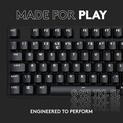لوحة مفاتيح الألعاب الميكانيكية Logitech G413 TKL SE - لوحة مفاتيح بإضاءة خلفية مدمجة مع مفاتيح ميكانيكية تعمل باللمس، مضادة للظلال، متوافقة مع Windows وmacOS - ألومنيوم أسود (متجدد) in Saudi Arabia