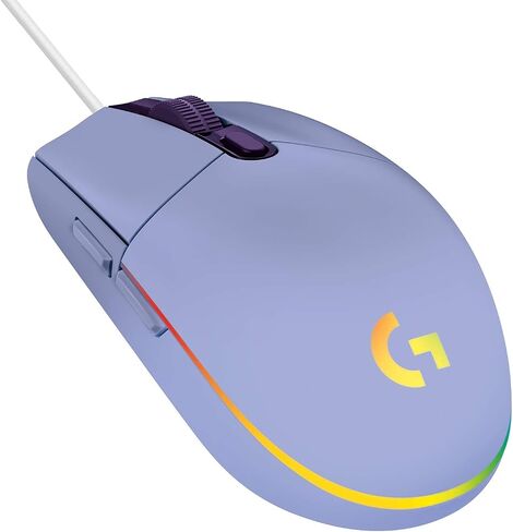 ماوس ألعاب سلكي من لوجيتك G203، 8000 نقطة في البوصة، تأثير بصري قوس قزح LIGHTSYNC RGB، 6 أزرار قابلة للبرمجة، ذاكرة على اللوحة، رسم خرائط الشاشة، متوافق مع أجهزة الكمبيوتر الشخصية/Mac والكمبيوتر المحمول - أبيض (متجدد) in Kuwait
