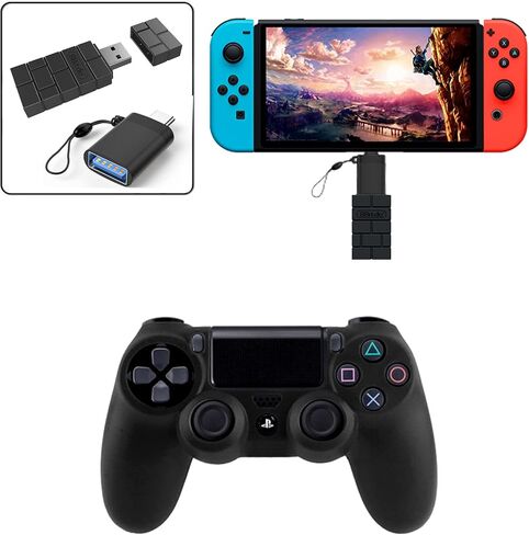 KenSera 8Bitdo Wireless Controller USB Adapter 2 Gamepad Receiver Mini USB Switch Converter Compatible with Switch/Switch OLED, Mac, Raspberry Pi, Playstation, PS5, PC Windows, with Black OTG Adapter in Saudi Arabia