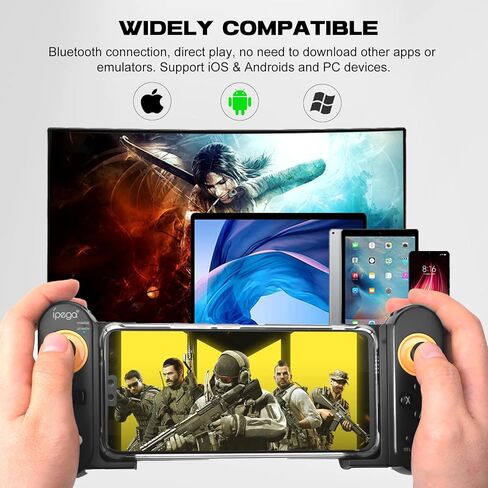 وحدة تحكم ألعاب Joso Bluetooth لأجهزة iPhone وAndroid وPC والتشغيل المباشر وقابلة للتمدد وعصا تحكم Gamepad لهاتف iPhone 14 13 12 Pro Max وGalaxy S23 S22 Ultra وiPad mini والكمبيوتر اللوحي أقل من 10 بوصات، Fire HD 10، 8 in Kuwait