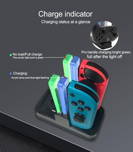 قاعدة شحن متوافقة مع نينتندو سويتش لجهاز التحكم Joy Con وOLED مع مؤشر LED لامبوست، ومحطة حامل الشاحن مع كابل الشحن in Saudi Arabia