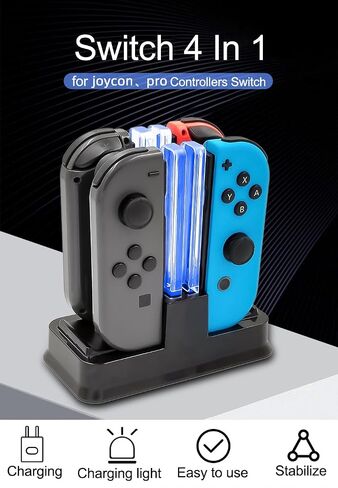 قاعدة شحن متوافقة مع نينتندو سويتش لجهاز التحكم Joy Con وOLED مع مؤشر LED لامبوست، ومحطة حامل الشاحن مع كابل الشحن in Saudi Arabia