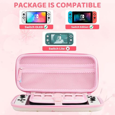حزمة حقيبة حمل GLDRAM باللون الوردي لجهاز Nintendo Switch وطراز OLED، حقيبة سفر لطيفة على شكل رسوم متحركة للتبديل، مجموعة ملحقات حقيبة تخزين للحمل مع حزام كتف، حقيبة ألعاب، أغطية قبضة الإبهام (ليونيكورن) in Kuwait
