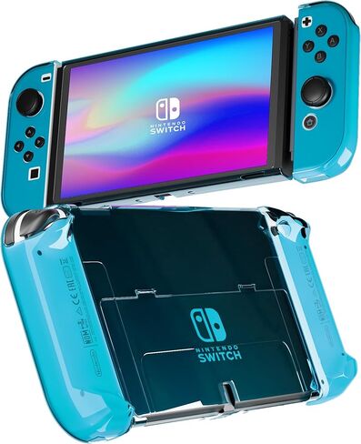 RHOTALL 3 in 1 Transparent Case for Nintendo Switch OLED, Clear Dockable Shell Compatible with Switch OLED and Controller, Comfort Grip Case with Shock-Absorption and Anti-Scratch Design in Kuwait