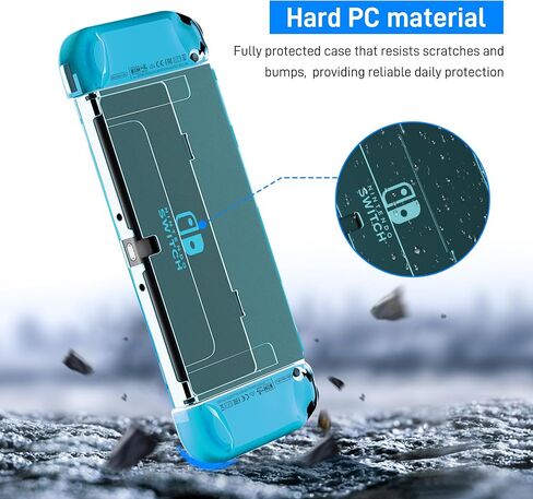 RHOTALL 3 in 1 Transparent Case for Nintendo Switch OLED, Clear Dockable Shell Compatible with Switch OLED and Controller, Comfort Grip Case with Shock-Absorption and Anti-Scratch Design in Kuwait