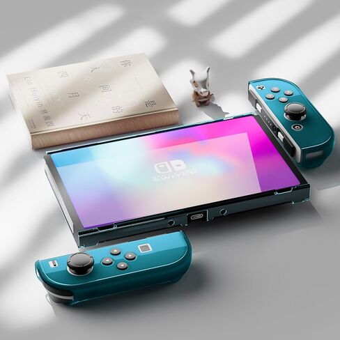 RHOTALL 3 in 1 Transparent Case for Nintendo Switch OLED, Clear Dockable Shell Compatible with Switch OLED and Controller, Comfort Grip Case with Shock-Absorption and Anti-Scratch Design in Kuwait