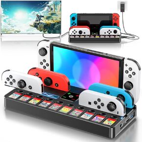 Switch Docking Station for TV and Joycon Controller Charger Compatible with Nintendo Switch, Switch Game Accessories Support 4k HD Video 1080P, Switch Charging Dock Station with 10 Game Slots, White in Kuwait