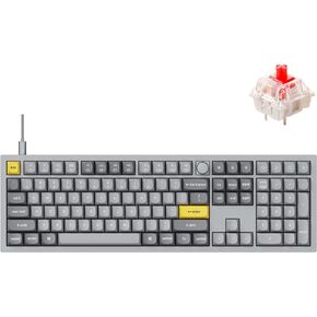 Keychron Q6 Wired Custom Mechanical Keyboard Knob Version, Full-size QMK/VIA Programmable Macro with Hot-swappable Gateron G Pro Red Switch Double Gasket Compatible with Mac Windows Linux (Grey) in Saudi Arabia