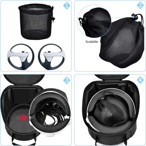 حقيبة حمل Steadtep متوافقة مع سماعات ألعاب PlayStation VR2 وأجهزة التحكم باللمس، وحقيبة الحقيبة المحمولة PS VR2 مع جيب شبكي للسفر والتخزين المنزلي (الصندوق فقط) in Kuwait