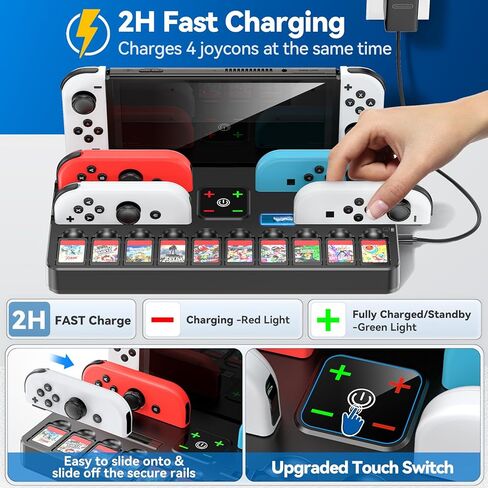Switch Docking Station for TV and Joycon Controller Charger Compatible with Nintendo Switch, Switch Game Accessories Support 4k HD Video 1080P, Switch Charging Dock Station with 10 Game Slots, White in Kuwait
