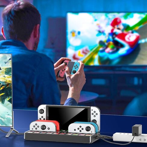 Switch Docking Station for TV and Joycon Controller Charger Compatible with Nintendo Switch, Switch Game Accessories Support 4k HD Video 1080P, Switch Charging Dock Station with 10 Game Slots, White in Kuwait